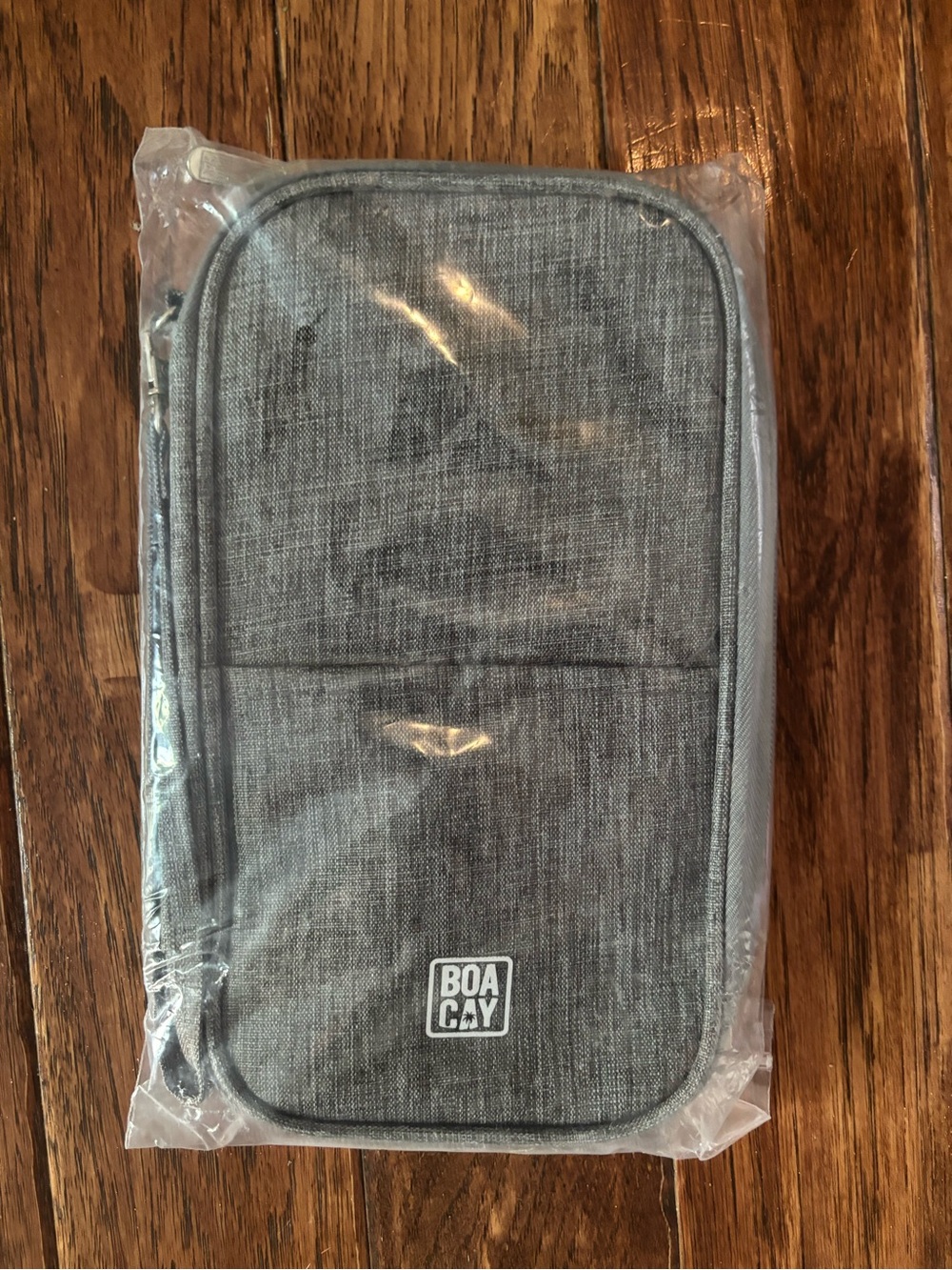 BOACAY Passport Wallet Bag Gray Zip Travel Organizer